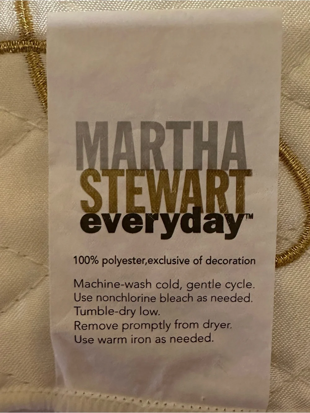 Martha Stewart Cream Quilted Placemat Set with Gold Scroll Embroidery set of 10